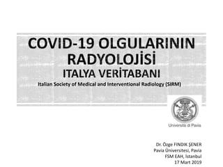 Italian Society of Medical and Interventional Radiology (SIRM)
Dr. Özge FINDIK ŞENER
Pavia Üniversitesi, Pavia
FSM EAH, İstanbul
17 Mart 2019
 