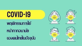 COVID-19
พฤติกรรมการใช้
หน้ากากอนามัย
ของคนไทยในปัจจุบัน
 