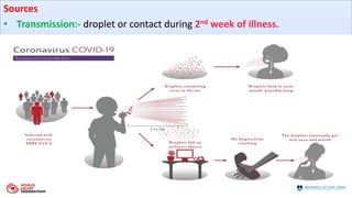Sources
• Transmission:- droplet or contact during 2nd week of illness.
 