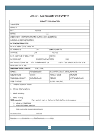 41
Annex 4: Lab Request Form COVID-19
 