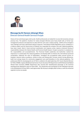 Message by Dr Haroon Jehangir Khan
Director General Health Services Punjab
 