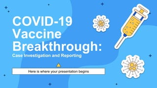 Here is where your presentation begins
COVID-19
Vaccine
Breakthrough:
Case Investigation and Reporting
 