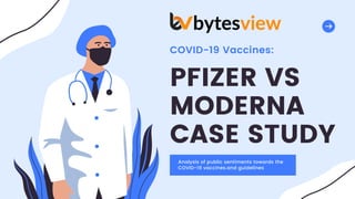 PFIZER VS
MODERNA
CASE STUDY
COVID-19 Vaccines:
Analysis of public sentiments towards the
COVID-19 vaccines.and guidelines
 