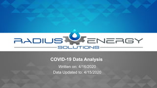 COVID-19 Data Analysis
Written on: 4/16/2020
Data Updated to: 4/15/2020
 
