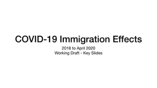 COVID-19 Immigration Effects
2018 to April 2020

Working Draft - Key Slides
 