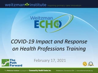 COVID-19 Impact and Response
on Health Professions Training
February 17, 2021
 