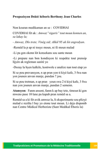 COVID-19: LA MEDECINE TRADITIONNELLE  HAITIENNE A L'OEUVRE