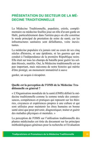 Tradipraticiens et Promoteurs de la Médecine Traditionnelle 28
cine traditionnelle a à son actif cent trente (130) jeunes ...