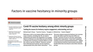Factors in vaccine hesitancy in minority groups
 