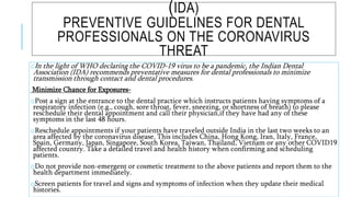 INFECTION CONTROL PROTOCOL DURING COVID-19 IN DENTISTRY