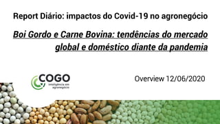 Report Diário: impactos do Covid-19 no agronegócio
Boi Gordo e Carne Bovina: tendências do mercado
global e doméstico diante da pandemia
Overview 12/06/2020
 