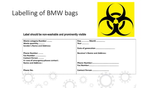 Labelling of BMW bags
Label should be non-washable and prominently visible
 