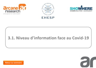 38
3.1. Niveau d'information face au Covid-19
Retour au sommaire
 