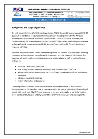 Covid 19 guidance for the workplace | PDF | Lung and Respiratory Health ...