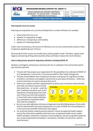 Covid 19 guidance for the workplace | PDF | Lung and Respiratory Health ...