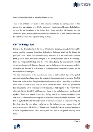 Covid 19 impact on internatinal finance market. Bangladesh | PDF
