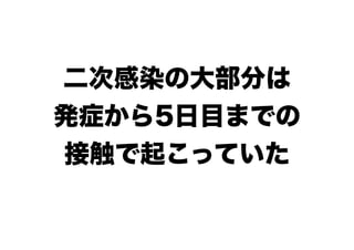 二次感染の大部分は
発症から5日目までの
接触で起こっていた
 