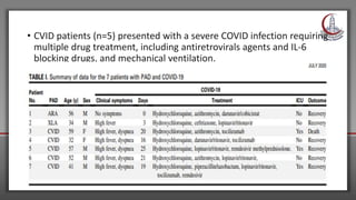 • CVID patients (n=5) presented with a severe COVID infection requiring
multiple drug treatment, including antiretrovirals agents and IL-6
blocking drugs, and mechanical ventilation.
 
