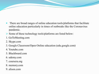 Covid19 pandemic and education system. | PPTX