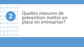 Quelles mesures de
prévention mettre en
place en entreprise?
2
23
 