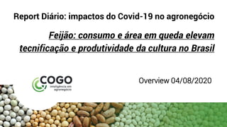 Report Diário: impactos do Covid-19 no agronegócio
Feijão: consumo e área em queda elevam
tecnificação e produtividade da cultura no Brasil
Overview 04/08/2020
 