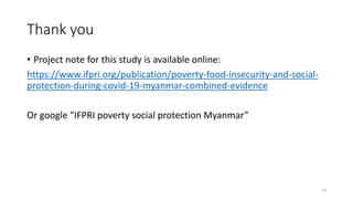 Assessments of the Impacts of COVID-19 on Myanmar's food security and welfare