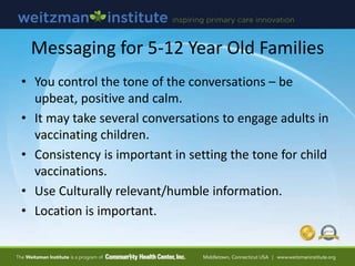 Messaging for 5-12 Year Old Families
• You control the tone of the conversations – be
upbeat, positive and calm.
• It may ...