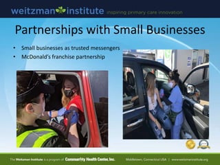 Partnerships with Small Businesses
• Small businesses as trusted messengers
• McDonald’s franchise partnership
 