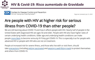 HIV & Covid-19: Risco aumentado de Gravidade
 