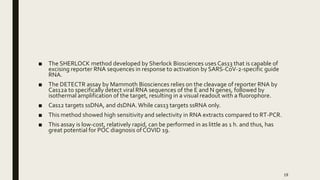 Sherlock Method Host response and diagnostic approaches of SARS-COV-2 | PPTX