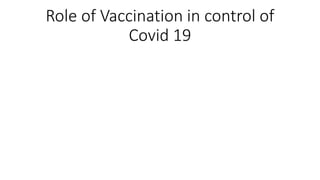 Role of Vaccination in control of
Covid 19
 