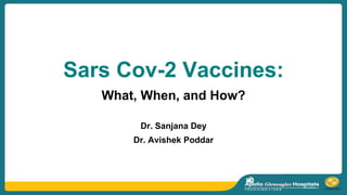 Sars Cov-2 Vaccines:
What, When, and How?
Dr. Sanjana Dey
Dr. Avishek Poddar
 