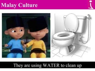 Malay Culture They are using WATER to clean up 
