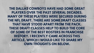 Dallas Cowboys: The Greatest Draft Classes