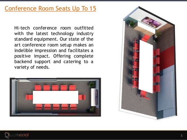 5
Conference Room Seats Up To 15
Hi-tech conference room outfitted
with the latest technology industry
standard equipment. Our state of the
art conference room setup makes an
indelible impression and facilitates a
positive impact. Offering complete
backend support and catering to a
variety of needs.
 