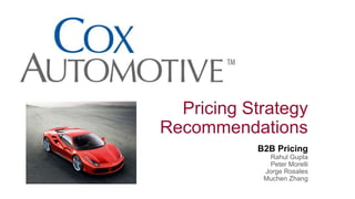Pricing Strategy
Recommendations
B2B Pricing
Rahul Gupta
Peter Morelli
Jorge Rosales
Muchen Zhang
 