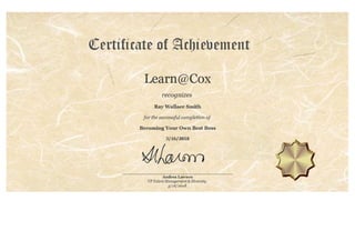 Cox automotive diploma be your own boss course completion 2018
