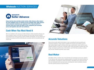 Using real-time data and daily market activity, Seller Advance offers dealers
the most intelligent used car valuation serv...
