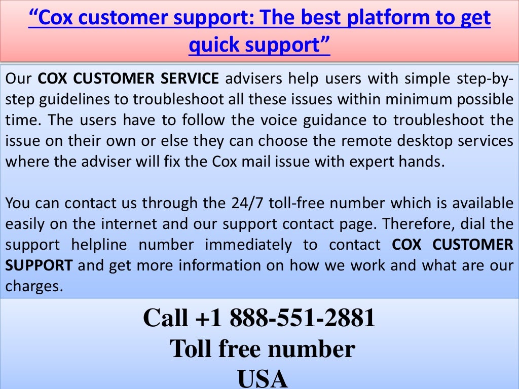 Cox customer service 1.888.551.2881