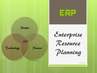 ERP
Enterprise
Resource
Planning
People
ProcessTechnology
ERP
A K Roy
 