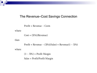 The Revenue–Cost Savings Connection
 