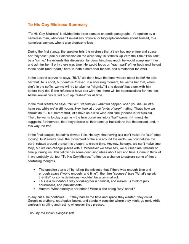 To his coy mistress essay