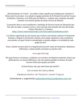 Coyuca. temas de formación para jóvenes | PDF