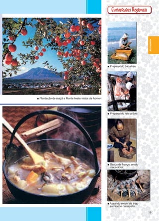 1919
■ Plantação de maçã e Monte Iwate vistos de Aomori
■ Assando mochi de trigo
sarraceno no espeto
■ Ossos de frango sendo
macerados
■ Preparando raia a dois
■ Preparando bacalhau
AOMORI-KEN
 