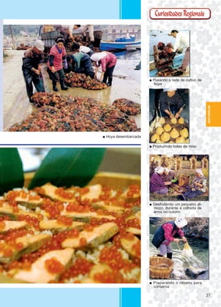 2727
MIYAGUI-KEN
2727
■ Hoya desembarcada
■ Desfrutando um pequeno al-
moço, durante a colheita de
arroz no outono
■ Preparando o rábano para
conserva
■ Produzindo bolas de miso
■ Puxando a rede de cultivo de
hoya
MIYAGUI-KEN
 