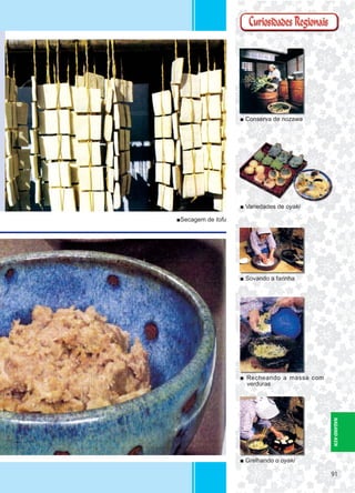 9191
■ Conserva de nozawa
■ Variedades de oyaki
■ Sovando a farinha
■ Grelhando o oyaki
■ Recheando a massa com
verduras
■Secagem de tofu
NAGANO-KEN
 