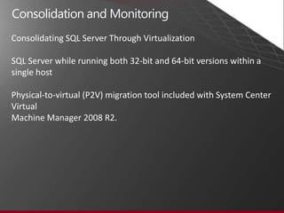 DAC can be deployed in one of two ways SQL Server data-tier application project in Visual Studio 2010 OR Extract Data-Tier Application Wizard in SSMSUtility Explorer dashboardsThe dashboards in the SQL Server Utility