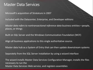 Additional SQL Server 2008 R2 Enhancements for DBAsInstallation of SQL Server with Sysprep : Advanced page of the Installation Center In the first step, a stand-alone instance of SQL Server is prepared. however, it stops the installation process after the binaries of SQL Server are installed. To initiate this step, select the Image Preparation Of A Stand-Alone Instance For Sys-Prep Deployment option on the Advanced page of the Installation CenterThe second step completes the configuration of a prepared instance of SQL Server by providingthe machine, network, and account-specific information for the SQL Server instance.Image Completion Of A Prepared Stand-Alone Instance step on the Advanced page of the Installation Center