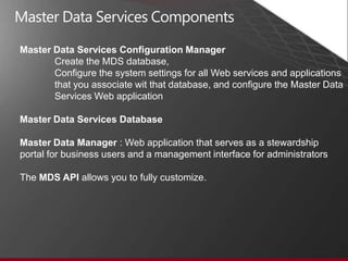Additional SQL Server 2008 R2 Enhancements for DBAsAnalysis Services integration with SharePoint : new option to individually select which feature components to install.SQL Server PowerPivot for SharePoint is a new role-based installation optionIn order to use this new installation feature option, SharePoint 2010 must beinstalled but not configured prior to installing SQL Server 2008 R2