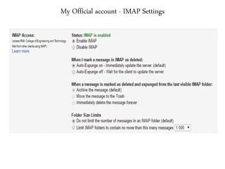 My Official account - IMAP Settings
 